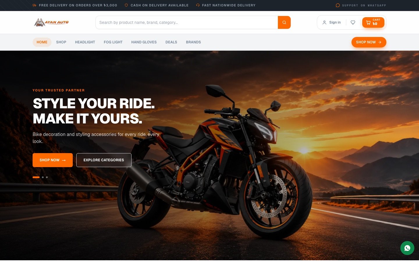 Ayan Auto website homepage