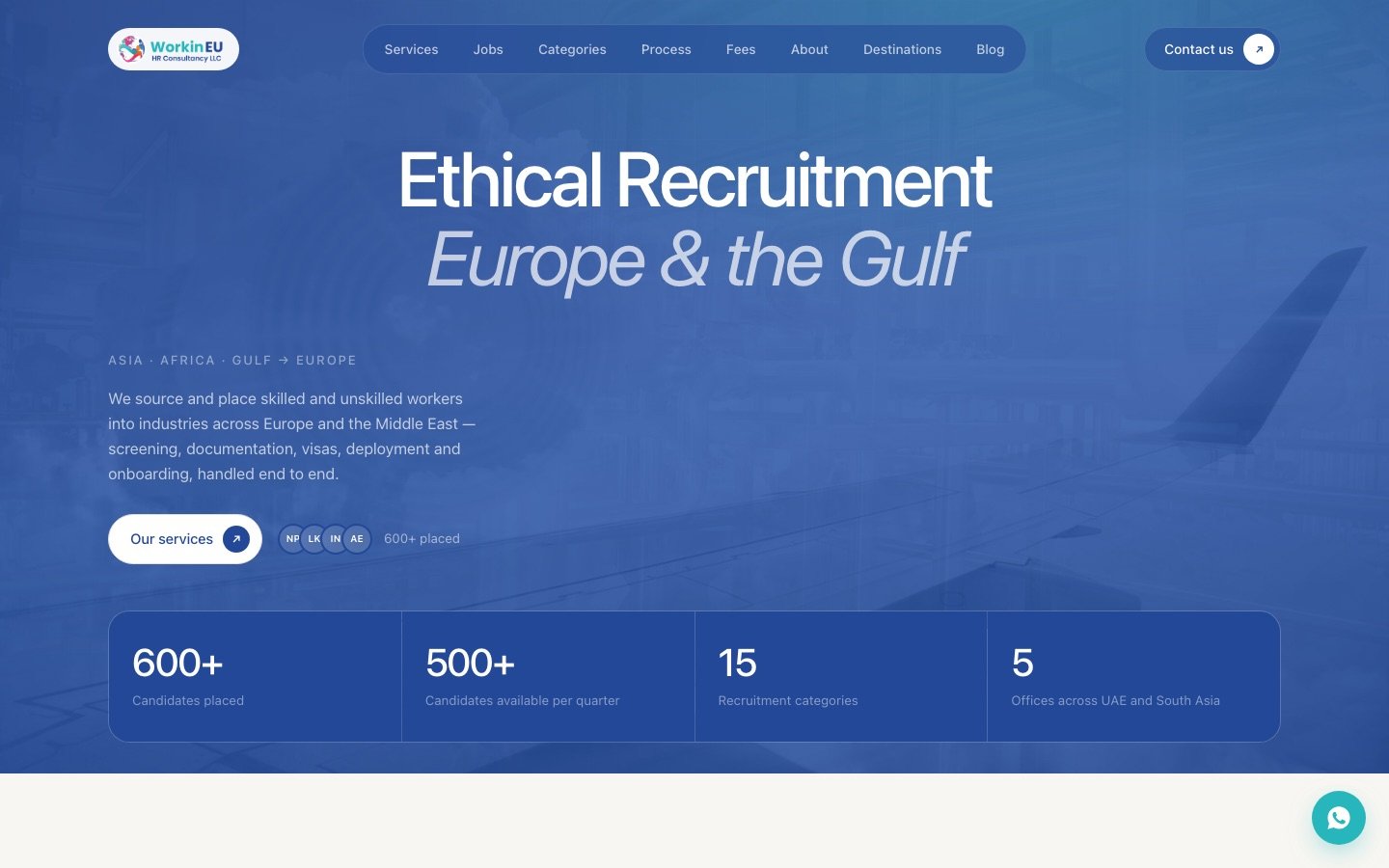 WorkinEU website homepage