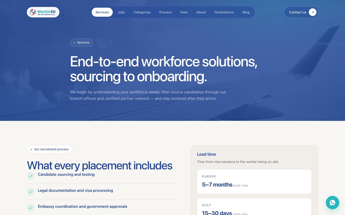 WorkinEU services page
